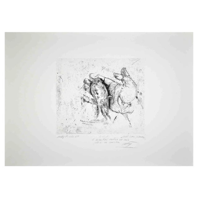Walter Piacesi, Death of a Spring, Original Etching, 1967 For Sale