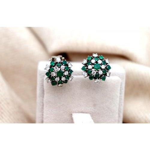White Gold Shower-Shaped Earrings with Brilliant-Cut Diamonds, Set of 2 For Sale - Image 6 of 10
