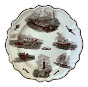 1900 French Faience Nautical Pattern Plate