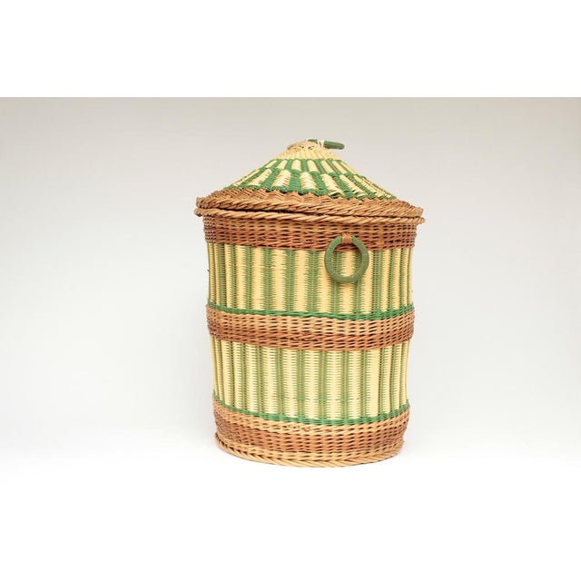 Vintage German Wicker Basket with Lid, 1950s For Sale - Image 13 of 16