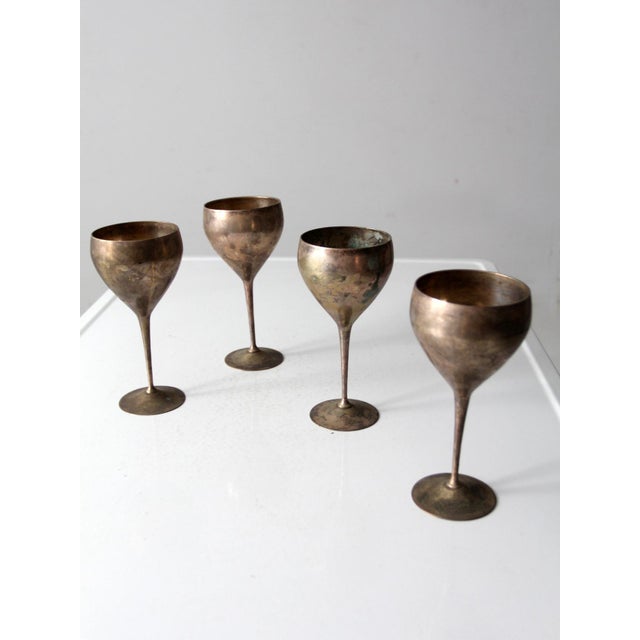 Mid 20th Century Mid-Century Modern Leonard Silverplate Goblets, Set of 4 For Sale - Image 6 of 14
