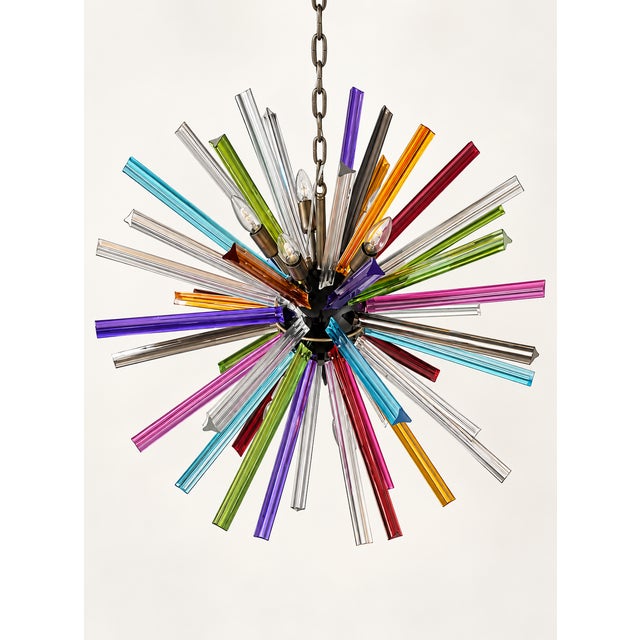Sputnik Pendant Light with 50 Multicolored Murano Glass Prisms from Justfurnituress SRL For Sale - Image 6 of 10