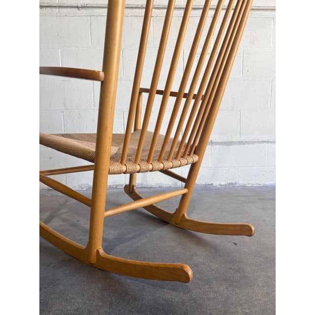 In Style of Hans Wegner FDB Møbler Beechwood High Back Rocking Chair Danish Mid-Century Modern 1960s For Sale - Image 10 of 10