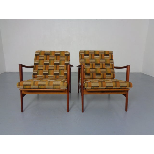 Set of Danish Organic Teak Armchairs attributed to Hans Olsen, Denmark, 1950s For Sale - Image 9 of 18