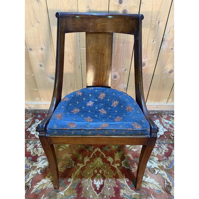 Blue Set of 4 Empire-Style Mahogany Gondola Chairs, Set of x For Sale - Image 8 of 10