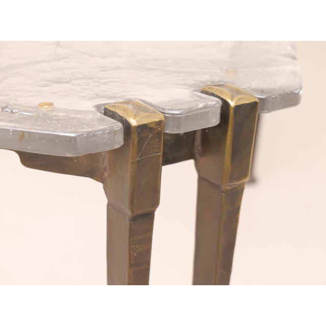 Brutalist Brutalist Wrought Bronze Coffee Table with Lead Crystal Glass Top by Lothar Klute, 2005 For Sale - Image 3 of 13