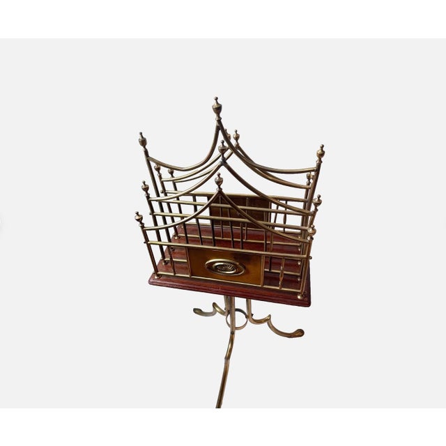 1900 - 1909 Antique Edwardian Newspaper Magazine Stand, Hepplewhite Plate, Oak, Brass, Circa 1900’s For Sale - Image 5 of 17