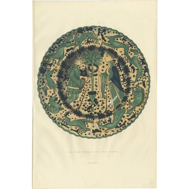 Mid 19th Century Delange, Plate with Musée Des Antiquités of Rouen, 1869, Print For Sale - Image 5 of 5