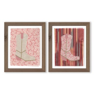 Lula and Ole Girl Pearl by Willa Heart in Walnut Frame, Set of 2 Mini Art Prints For Sale