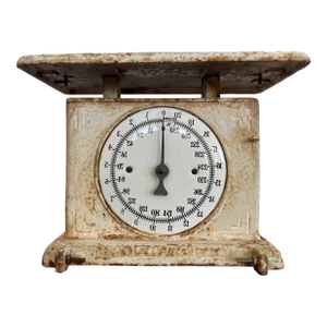 Antique English Cast Metal Scale With Porcelain Face