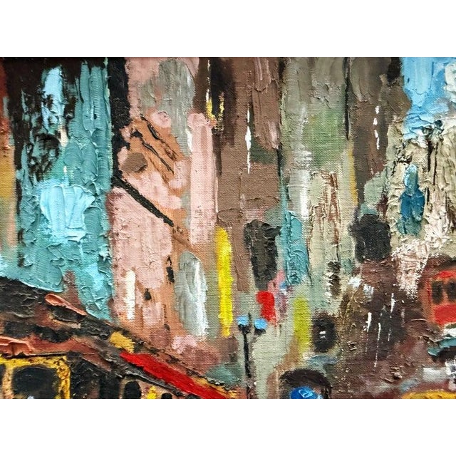 Mid 20th Century Abstract Lee Colber San Fransisco Street Car Oil Painting, Impasto Techniques For Sale - Image 5 of 10
