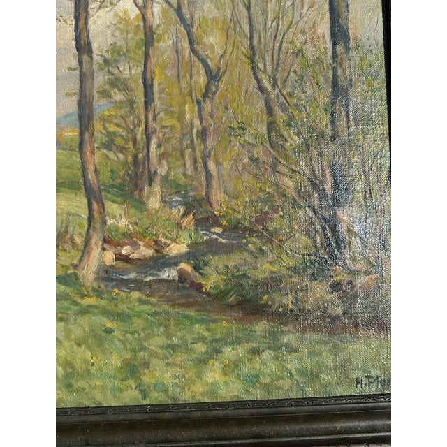 Heinrich Pforr, Spring Trail: Footpath from Lautenbach to Uengsterode, Oil Painting on Canvas, Framed For Sale - Image 10 of 13