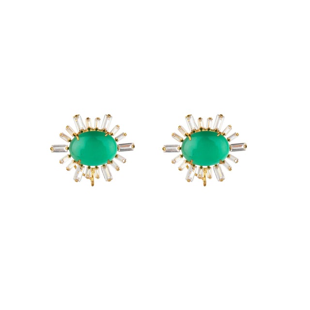 Ann-Margaret Statement Earrings in Green, a pair For Sale - Image 4 of 4