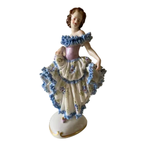 Mid 20th Century Volkstedt Porcelain Female Figurine