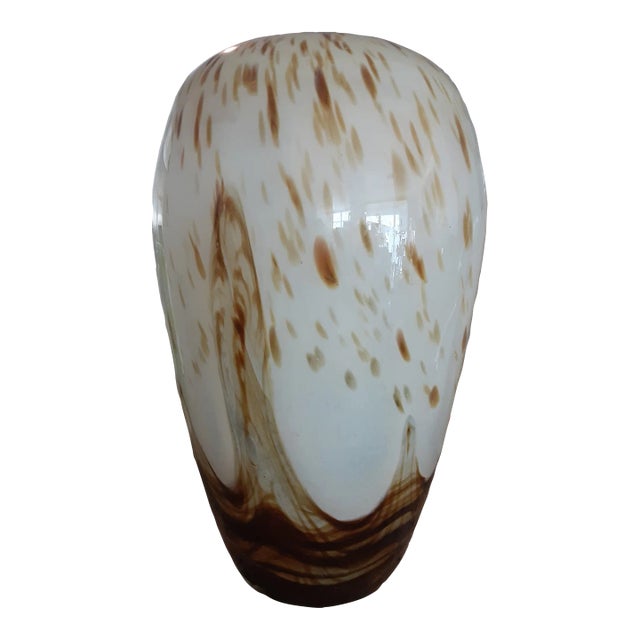 2000s Murano Style 10" Glass Neutral Chroma Vase For Sale