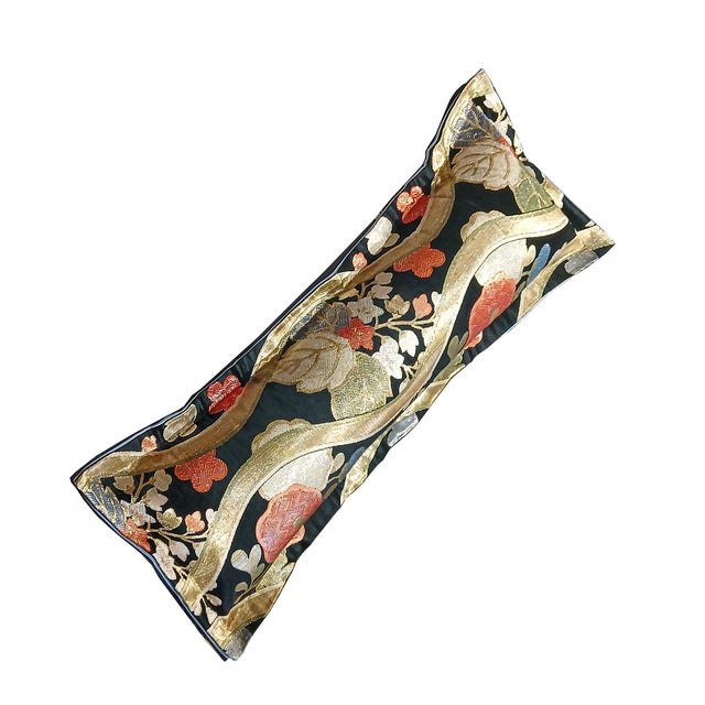 Japanese Silk Obi Bolster Pillow, 1920s For Sale - Image 4 of 14