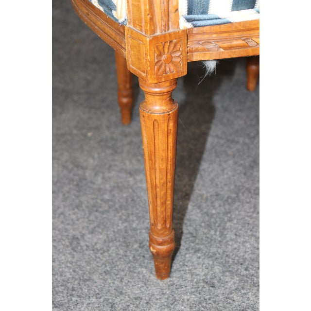 Pair 1920's French Louis XVI Carved Armchairs With Silk Upholstery For Sale In Philadelphia - Image 6 of 15