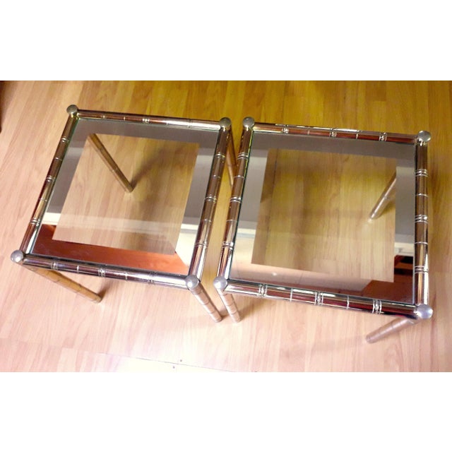 Maison Lancel Maison Lancel Brass Coffee Tables & Pair Nesting Tables, Mid 20th Century - Set of 3 For Sale - Image 4 of 5