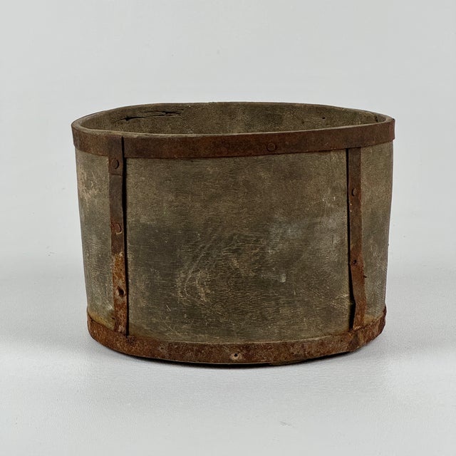 A marvelous find, a 19th Century (possibly 18th) hand made bent wood with iron bushel measure. These are the pieces that...