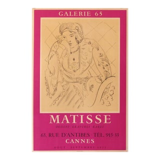 1955 Original Exhibition Poster, Galerie 65, Matisse, Drawings and Rare Engravings For Sale