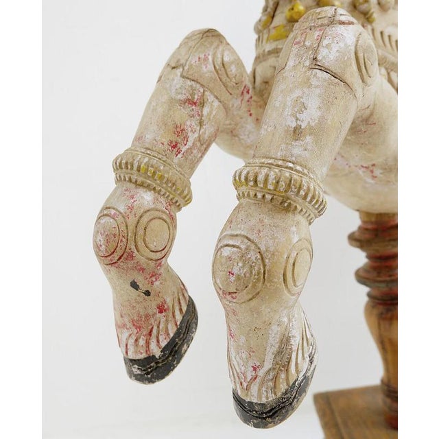 Brown Ayyanar India Carved and Polychrome Wood Horse For Sale - Image 8 of 16