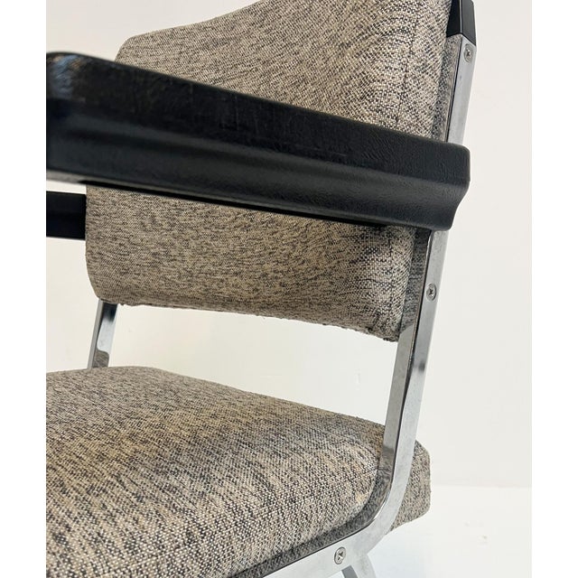 Gray Vintage Gray Upholstered Armchair by Gispen, 1960s For Sale - Image 8 of 15