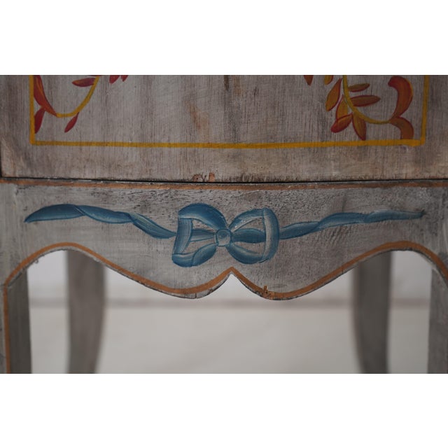 Gray French Style Hand Painted Nightstand For Sale - Image 8 of 12