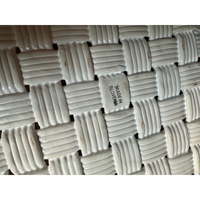Ceramic Late 20th Century Ceramic Basketweave Woven Platter Basket Easter For Sale - Image 7 of 11