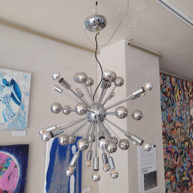 Space Age Sputnik Lamp in Chrome Metal, Germany, 1970s For Sale - Image 4 of 17