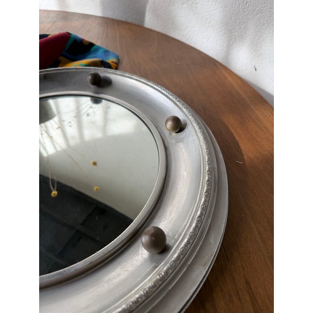 Antique English Style Round Convex Metal Mirror, 1900s For Sale - Image 11 of 18