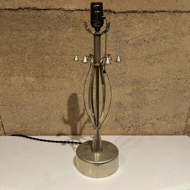 Mid-Century Modern Chrome Table Lamp, Sculptural Design, 1970s For Sale - Image 10 of 10