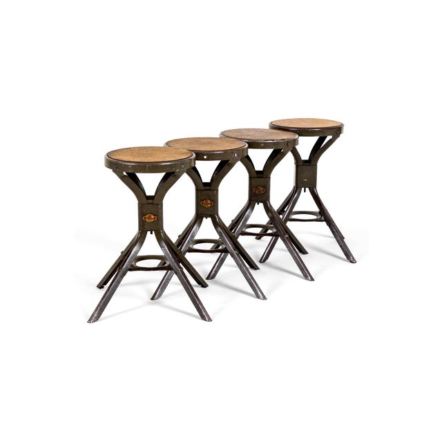 A group of four industrial work stool’s by British seating company Evertaut. These rarer example’s are smaller than most...
