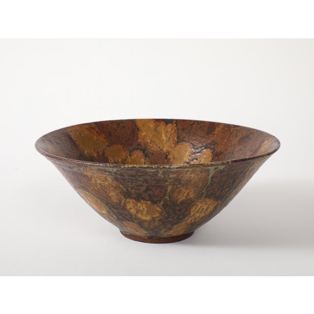 Ceramic 1950's Studio Made Mottled Pottery Decorative Bowl For Sale - Image 7 of 14