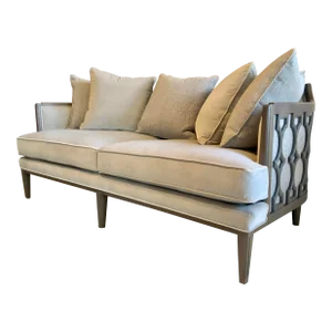 Caracole Couture Modern Oyster Gray Velvet Sofa