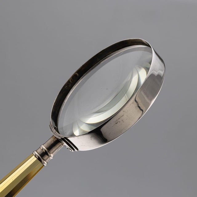 Antique English Silver and Amber Glass Magnifying Glass, 1910 For Sale - Image 6 of 12