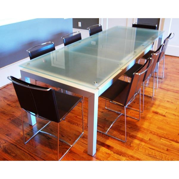 Contemporary Ligne Roset Glass Expanding Dining Table ...