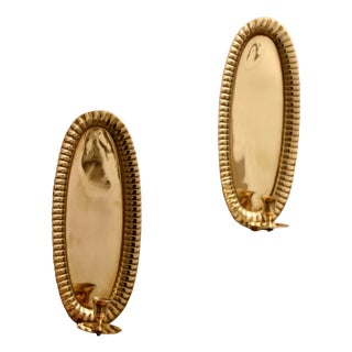Mid-Century Modern Swedish Oval Brass Sconces, Set of 2 For Sale