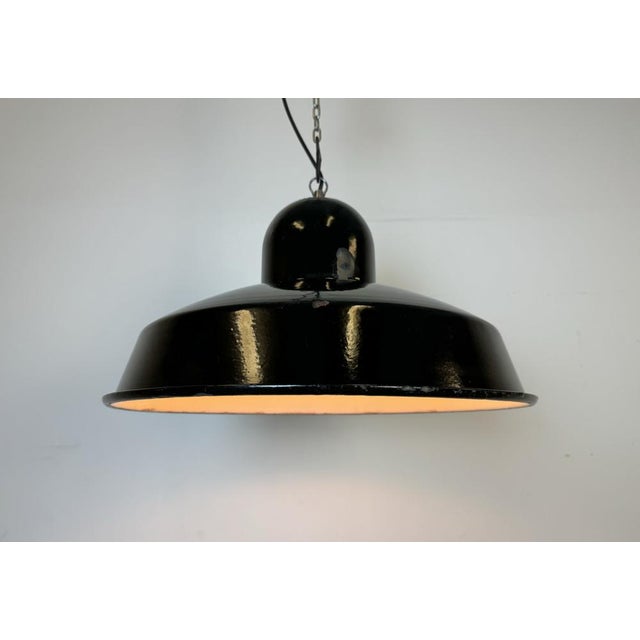 Industrial Black Enamel Factory Pendant Lamp, 1960s For Sale - Image 13 of 16