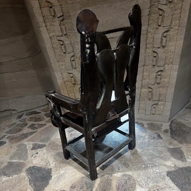 1970s Brutalist Zovala Throne Armchair Iron Bronze & Leather For Sale In San Diego - Image 6 of 12