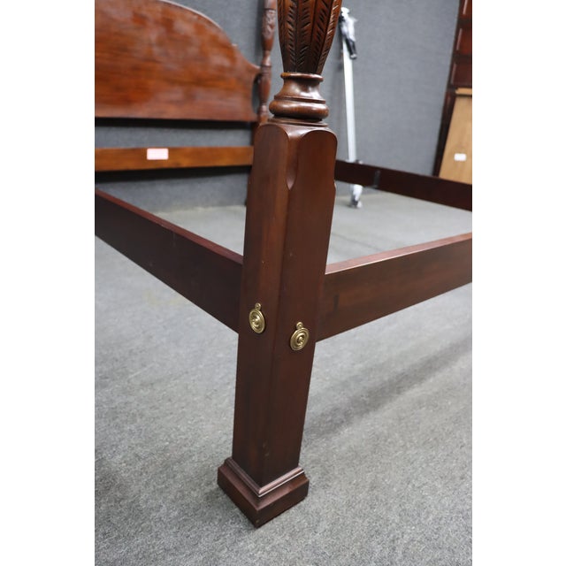 Henkel-Harris Mahogany Rice Carved Queen Poster Bed, Model 151-5/0 For Sale - Image 9 of 11