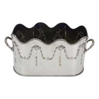 Antique French Silver Plate Divided 3 Bottle Champagne Wine Cooler Bucket For Sale