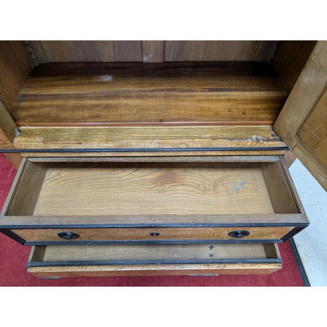 Wood American Aesthetic Movement Oak Armoire, Circa 1880 For Sale - Image 7 of 18