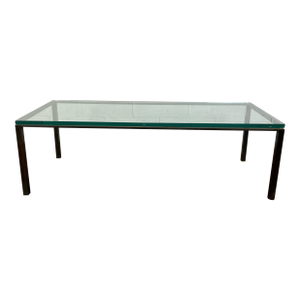 Modern Brass and Glass Coffee Table Low Profile