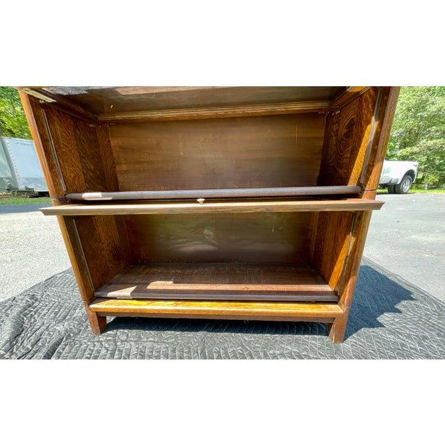 Wood Antique Barrister Bookcase in Quarter-Sawn Oak Attributed to the Gunn Furniture Company For Sale - Image 7 of 12