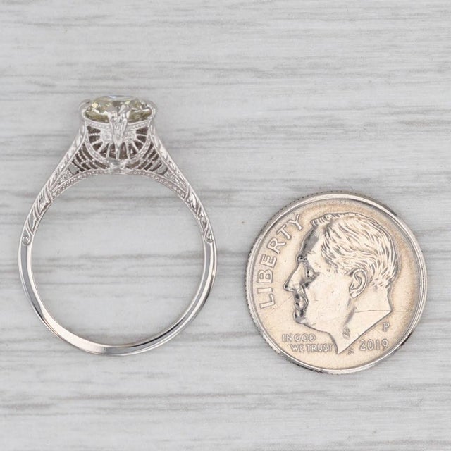 1.23ct Old European Diamond Solitaire Engagement Ring 14k Gold Filigree Size 6.25 For Sale In Greensboro - Image 6 of 8