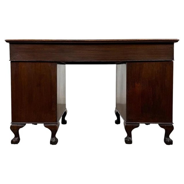 Brown Antique Edwardian Mahogany Pedestal Desk, 1910 For Sale - Image 8 of 12