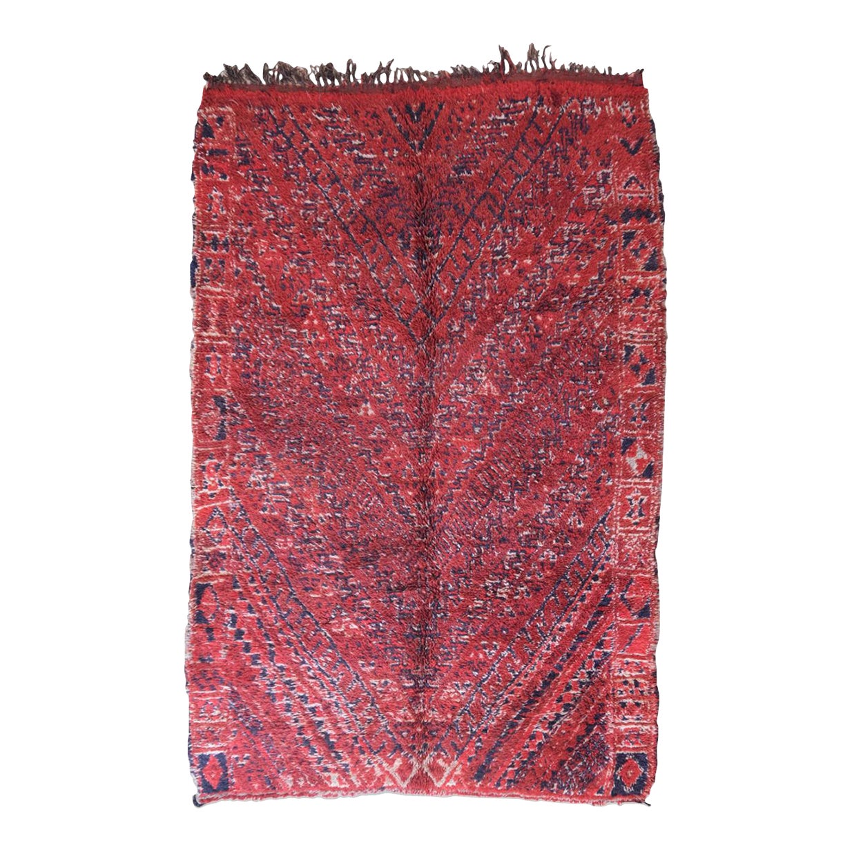 Vintage Red Berber Rug With Tribal Pattern - 10 X 6.3 Ft | Chairish