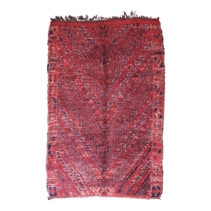 Vintage Red Berber Rug With Tribal Pattern - 10 X 6.3 Ft
