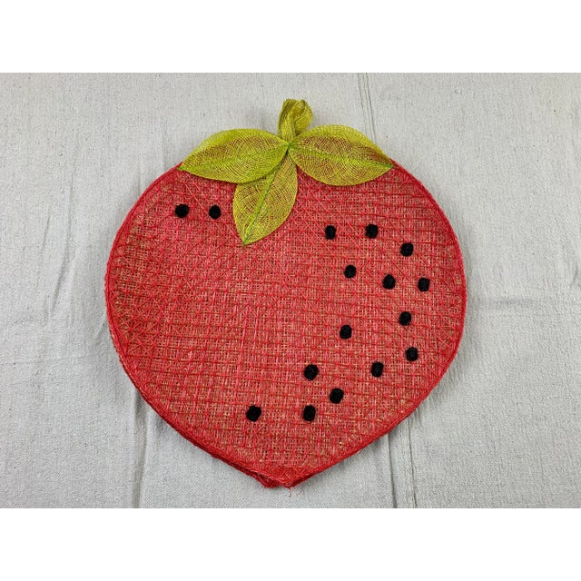 Vintage Strawberry Raffia Placemats-Set of 4 For Sale - Image 9 of 9