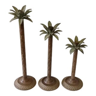 Palm Tree Metal Candle Holders in 3 Sizes For Sale